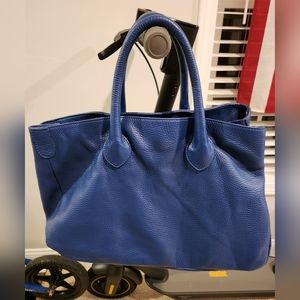 Mark & Graham Elisabetta Slouch Handbag Cobalt Blue Pebbled Leather